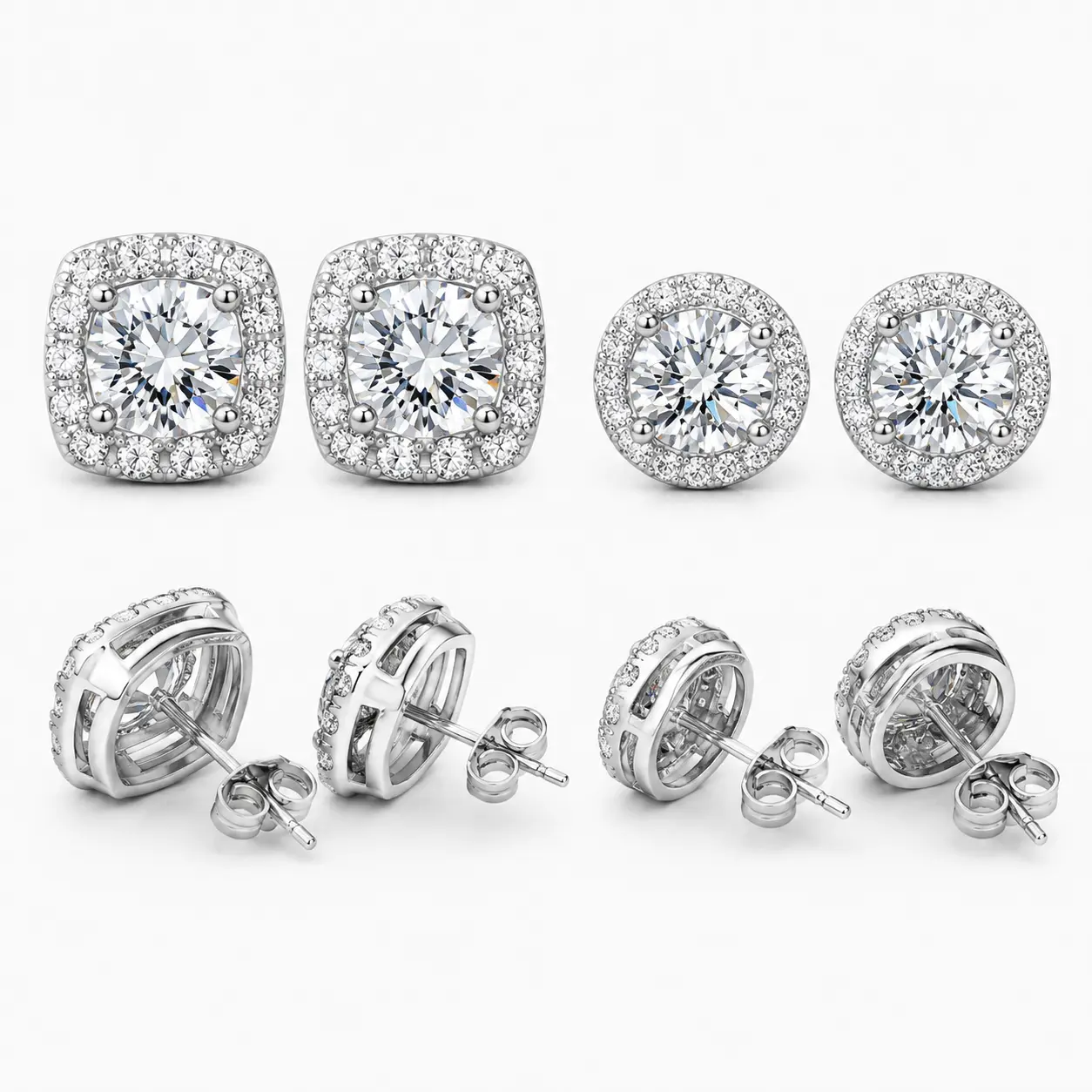 2026 S925 Silver Cubic Zirconia Stud Earrings for Men & Women, Classic Elegant CZ Ear Jewelry, Unisex Gift for Birthday, Wedding & Everyday Wear