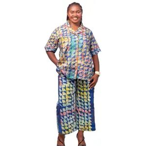 ANGLE Matching Women Set - Handmade Print Comfortable & Stylish for Men Women Unisex Batik Adire Collection Tie Dye Womenwear