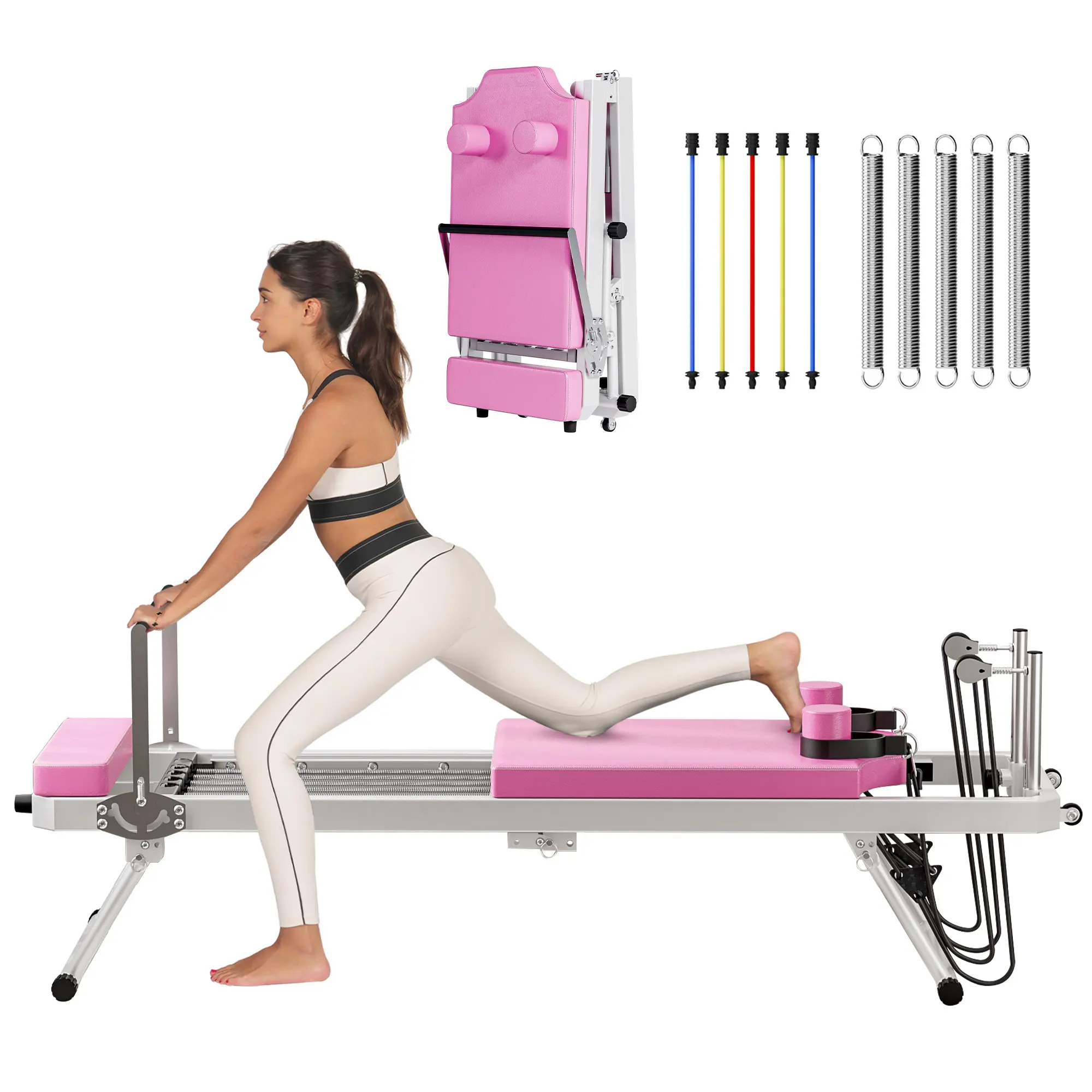 DlandHome Foldable Pilates Reformer – 330LB Capacity, Space-Saving Home Studio, Full Body Workout with Resistance Cords & Eco-Silicone Leather #TikTokShopStockUp