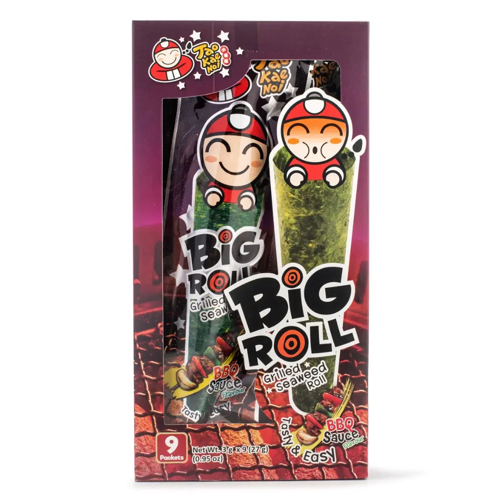 Tao Kae Noi Grilled Seaweed Bigroll, BBQ Flavor 27 g Snack Salt