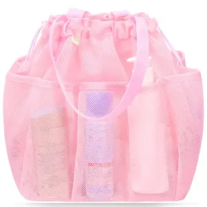Mesh Shower Caddy Portable with Drawstring, Dorm Room Essentials for College Students Girls, Large Shower Bag for Camping,Swimming,Gym,Travel,Bathroom