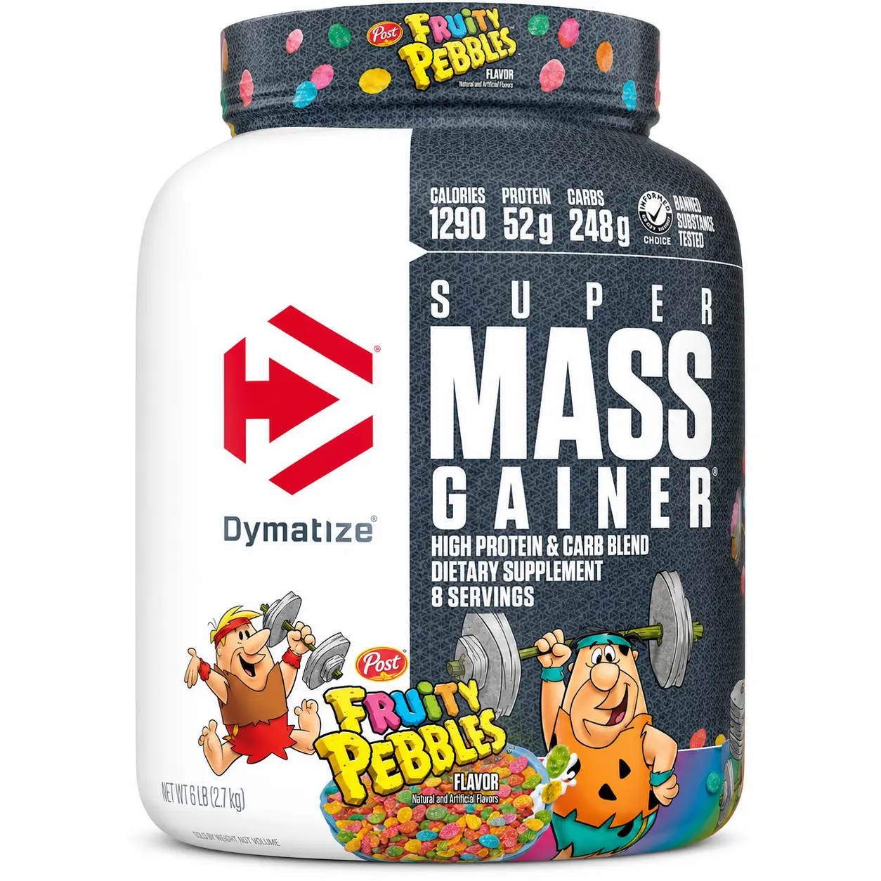 Dymatize Fruity Pebbles Protein Drink Mix, High-Calorie Nutritional Powder, 1290 Calories & 52g Protein Per Serving, Easy to Mix, 6 lb (8 Servings)