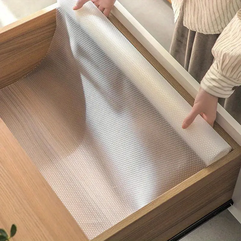 Reusable Drawer Liners Washable Dustproof and Non-slip Plastic Placemats Kitchen Cabinet Mats Refrigerator Non-slip Liners Shelf Paper, Shelf Liners Coasters, Transparent