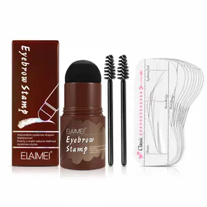 Eyebrow Stamp Set, 1 Piece Eyebrow Stamp & 2pcs Brush & 10pcs Stencil, Simple and Quick Cosmetic Eyebrow Drawing Products for Makeup Novices