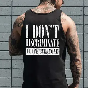 I Hate Everyone No Filter Black Print Tank Top- Tattoo Street Wear Casual Cotton Shirt, Unisex, Minimalist Style, Trending for Men & Women