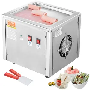 【Summervibes】VEVOR Fried Ice Cream Roll Machine,  11" x 9.5" Stir-Fried Ice Cream Pan, Stainless Steel Rolled Ice Cream Maker with Compressor and 2 Scrapers, for Making Ice Cream, Frozen Yogurt, Ice Cream Rolls
