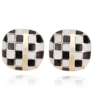 Vintage Havana Reese Goldtone Checkered Stud Earrings