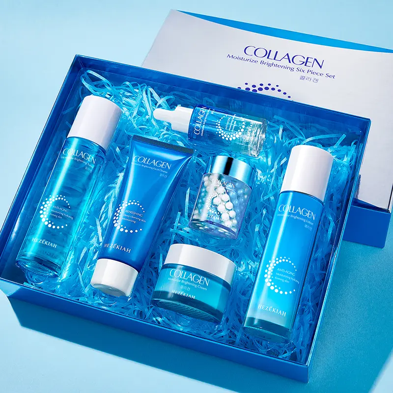 All Skin Types 6-Piece Collagen Skincare Kit - Moisture-Boosting, Brightening, Anti-Aging, Firming Beauty Bundle with Hydrating Products