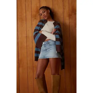 Pacsun Women's Bella Stretch Light Indigo Mid Rise Denim Mini Skirt - Multicolor