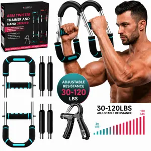 30-120lbs Adjustable Arm Twister & FREE Hand Gripper | 2-in-1 Strength Training Set with 2 Extra Resistance Handles | Chest, Arms, Shoulders & Forearm Workout Equipment for Men & Women
