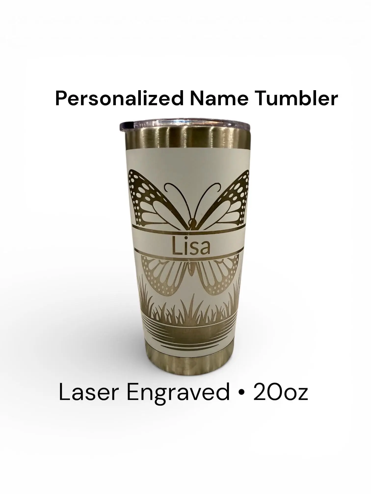 Personalized Butterfly Tumbler | Custom Personalized Tumblers | Glitter Tumblers | Rhinestone Tumblers with Name