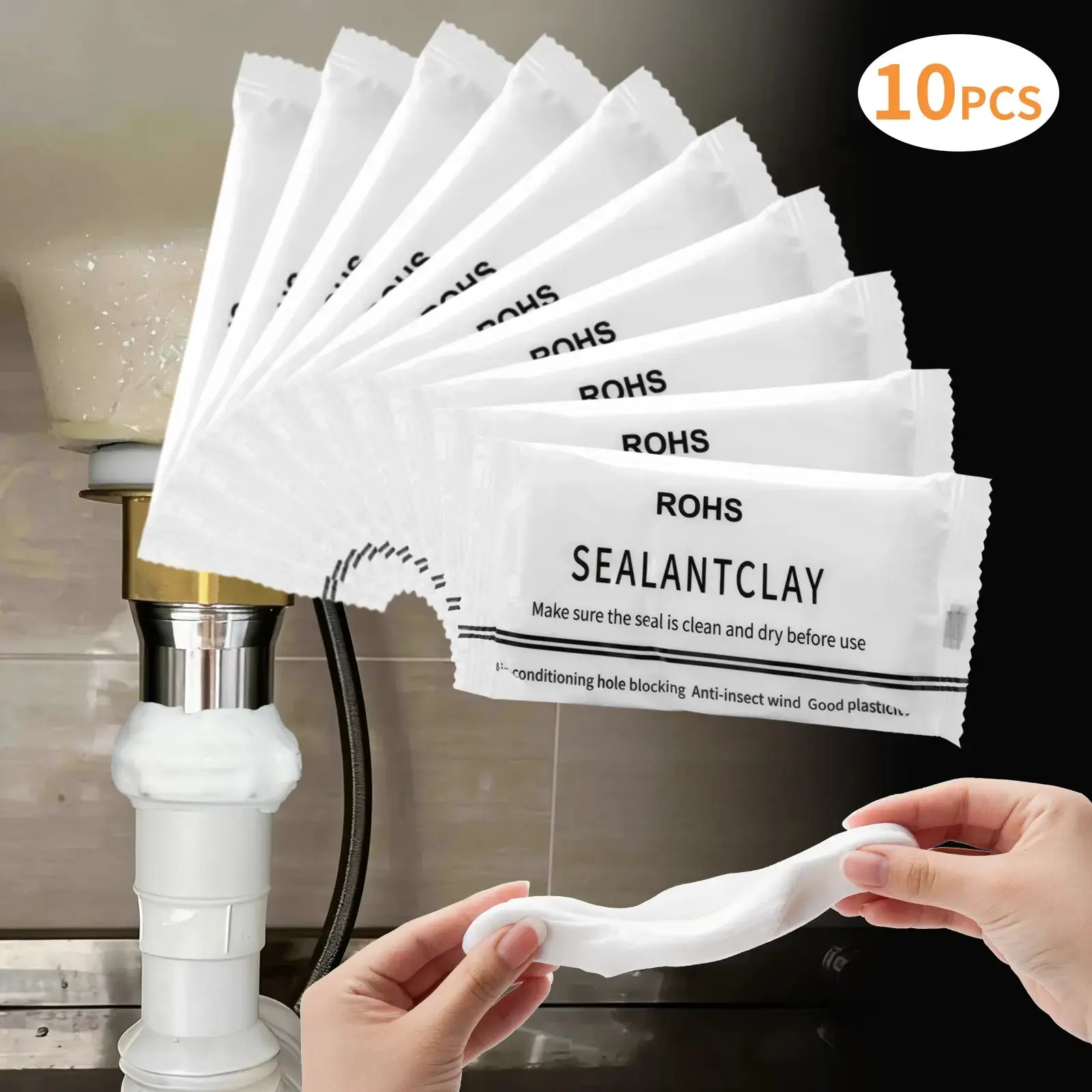 10Pcs Waterproof Mastic wall Hole Filler Repair sealant Clay Putty for wall Holes air Conditioner Hole Drainage Pipes sealant Clay
