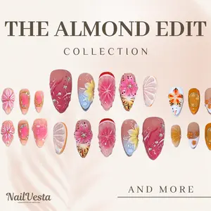 NailVesta THE ALMOND EDIT – 100% Handcrafted 3D Press-On Nails | Reusable, Long-Lasting, Salon-Quality