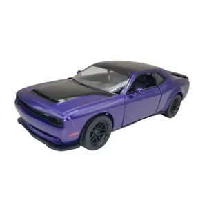 KINSMART 2023 Dodge Challenger SRT Demon 170 Purple Die Cast Model Car 1:40 Scale 5" Length Pull Back & Go Action Openable Doors Collectible Vehicle