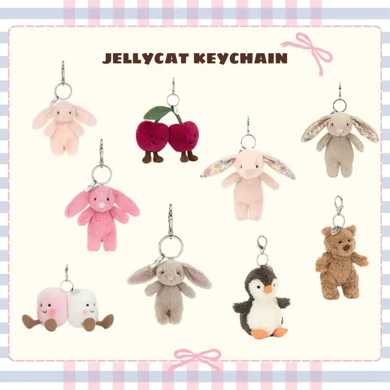 Jellycat Plush Keychain – Cute Stuffed Animal Bag Charm, Soft Kawaii Keyring Gift for Women, Girls, Kids and Plush Collectors