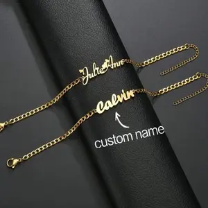 Custom Nameplate Bracelet for Him – Stainless Steel Charm Bracelet, Ideal Birthday Gift
