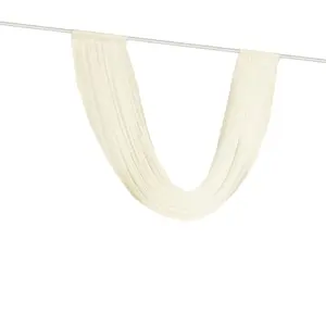Ivory Sheer Chiffon Valance Curtain 4ft x 6ft –  Wedding Arch Drape with Rod Pocket, Voile Backdrop Panel
