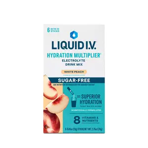 Liquid IV Hydration Multiplier Sugar-Free – Electrolyte Powder Drink Mix, White Peach, 6 On-the-Go Sticks