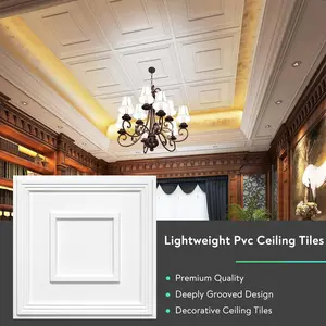 STICKGOO Black Drop Ceiling Tiles 2ft x 2ft, Glue Up Ceiling Panels, Waterproof, Premium PVC to Prevent Breakage, 12 Pack Cover 48 Sq. Ft Easy Installation Multipurpose