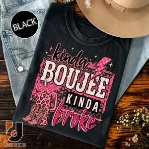 Comfort Colors Coquette Pink Leopard Kinda Boujee Kinda Broke Shirt, Coquette Bow Snarky T-shirt, Motivation Tee, Antisocial Shirt