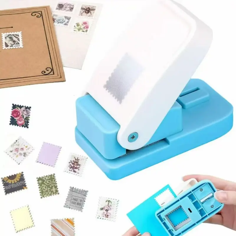 Manual Postage Stamp Punch & Embossing Tool - 1pc Paper Punch with 2.5*2.1cm, 3.8*3.2cm Decorative Edges for Scrapbooking, Greeting Cards (Versatile Use Home Decor Supply)