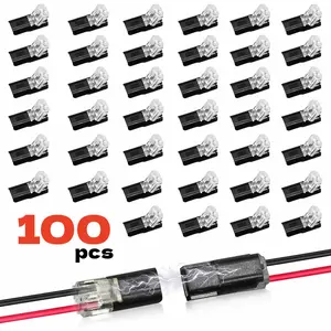 Double-Wire Plug-in LED Light Strip Connector, 2-Pin Low Voltage Wire Connector with Locking Buckle, Fast Connect Plug for LED Strip Lights, Automotive Wiring, Power Distribution, Secure DIY Use