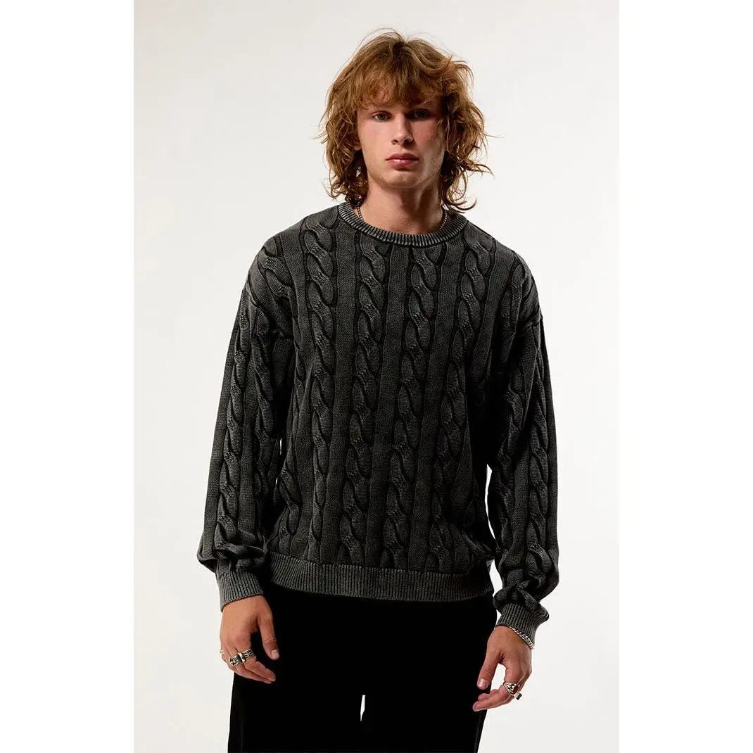 Pacsun Men's Black Grandeur Cable Knit Sweater