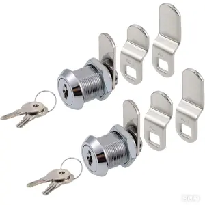 Keyed Alike Cam Lock for File Cabinets Tool Boxes and Dressers with 5/8 Inch Cylinder| 2 Pack Chrome Finish