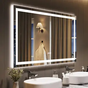 45x30 LED Bathroom Mirror with Lights, Backlit + Front Lit, Dimmable, Anti-Fog, Lighted Bathroom Vanity Mirror for Wall, Memory Function, Shatter-Proof (Horizontal/Vertical)