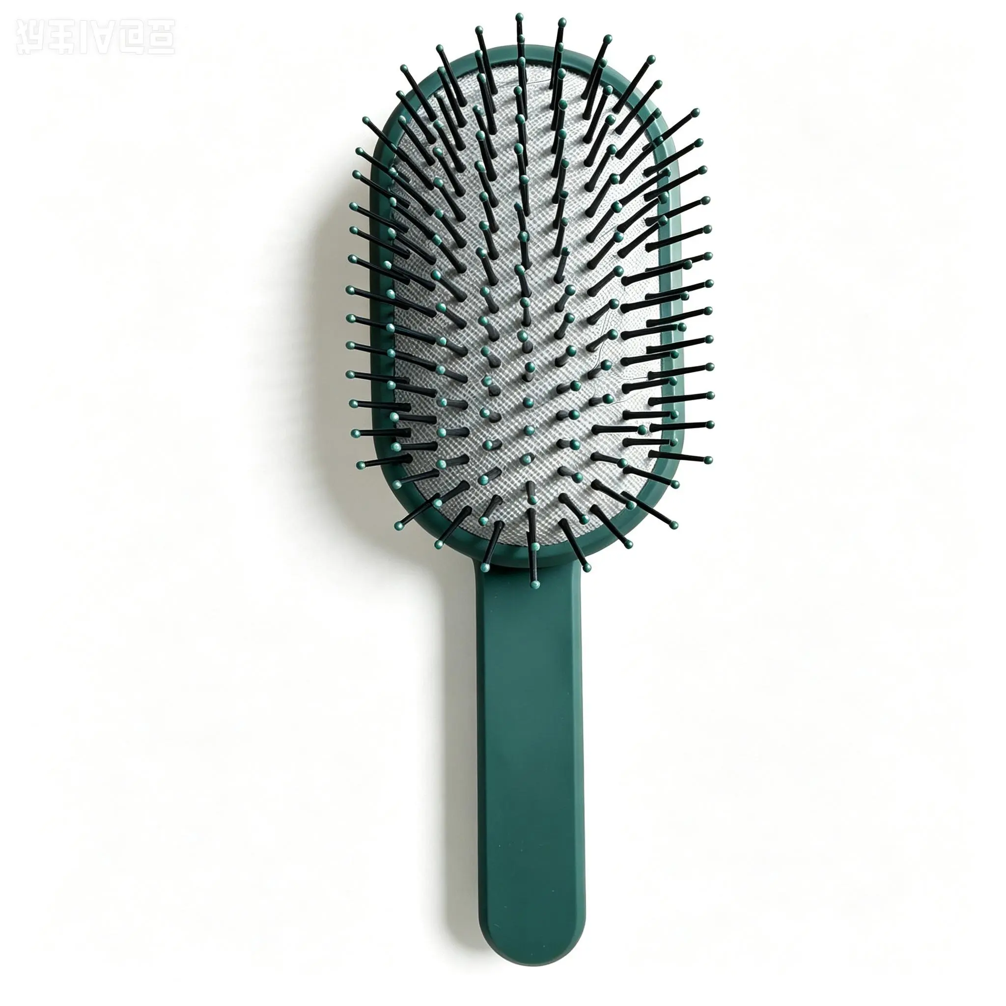 FOREST NEST Green Cushion Hair Brush | Metal Bristle Detangling Brush for Scalp Massage | Anti-Static Paddle Brush for Women Men Kids
