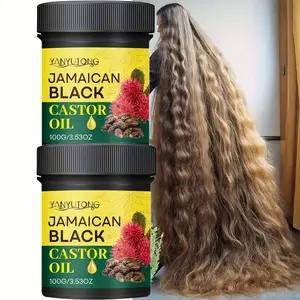2 bottles of 100g Jamaican Black Castor Oil, alcohol-free, moisturizing care for hair, natural hair lotion, skin and eyebrows, gentle and non-irritating for all hair types, Rosemary