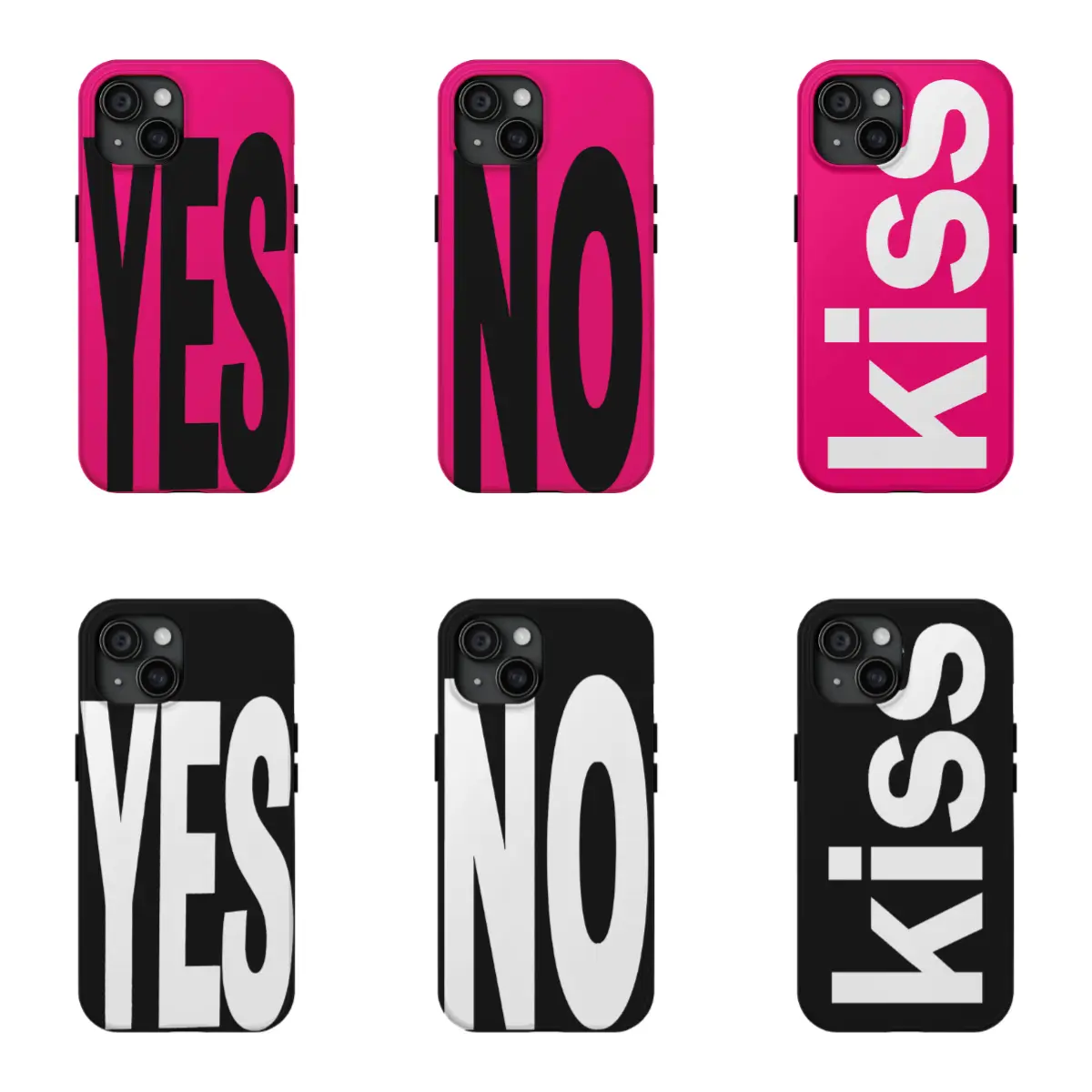 Simple and Sophisticated Design Yes No Black English Fahsion Couple Phone Case For iPhone 17 16 15 14 13 12 11 Pro Max Plus Air & SS Galaxy S25 S24 S23 Personality Soft Cover Christmas and Holiday Best Gifts Fashion Items