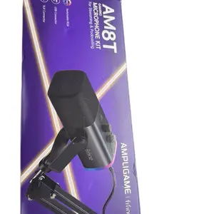 FIFINE AM8T Gaming Microphone & Low Profile Arm Stand Bundle XLR/USB Dynamic Mic with Mute Button RGB Lighting Adjustable Boom Arm Kit for YouTube Twitch Streaming Studio Audio