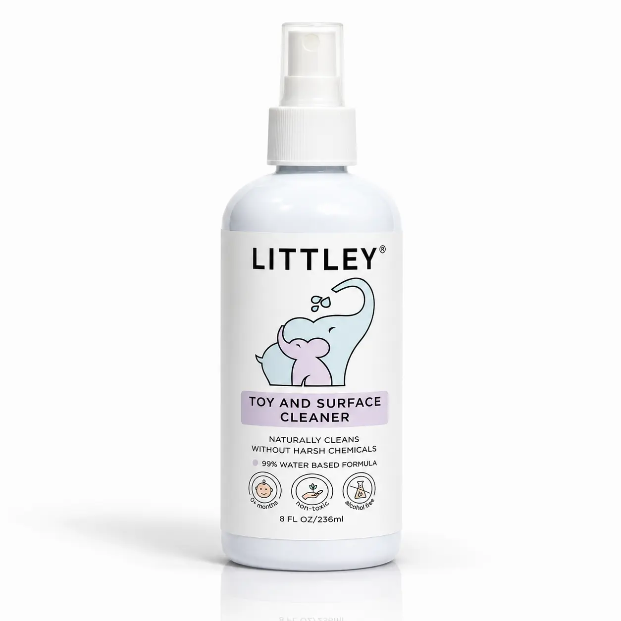 Littley 8oz infant & toddler toy and surface cleaner | fragrance-free HOCl spray for baby toys, high chairs and everyday messes