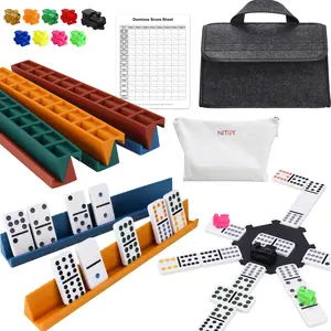 Mexican Train Dominoes Set for Adults, Double 12 Dominoes with 91 Color-Coded Tiles, Hub, 8 Silicone Racks, 9 Train Markers, Scoreboard & Carry Bags - Classic Family Board Game