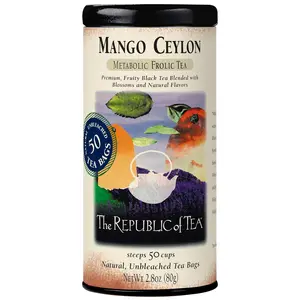 The Republic of Tea-Mango Ceylon Black Tea, Metabolic Frolic Tea, 50 Tea Bag Tin
