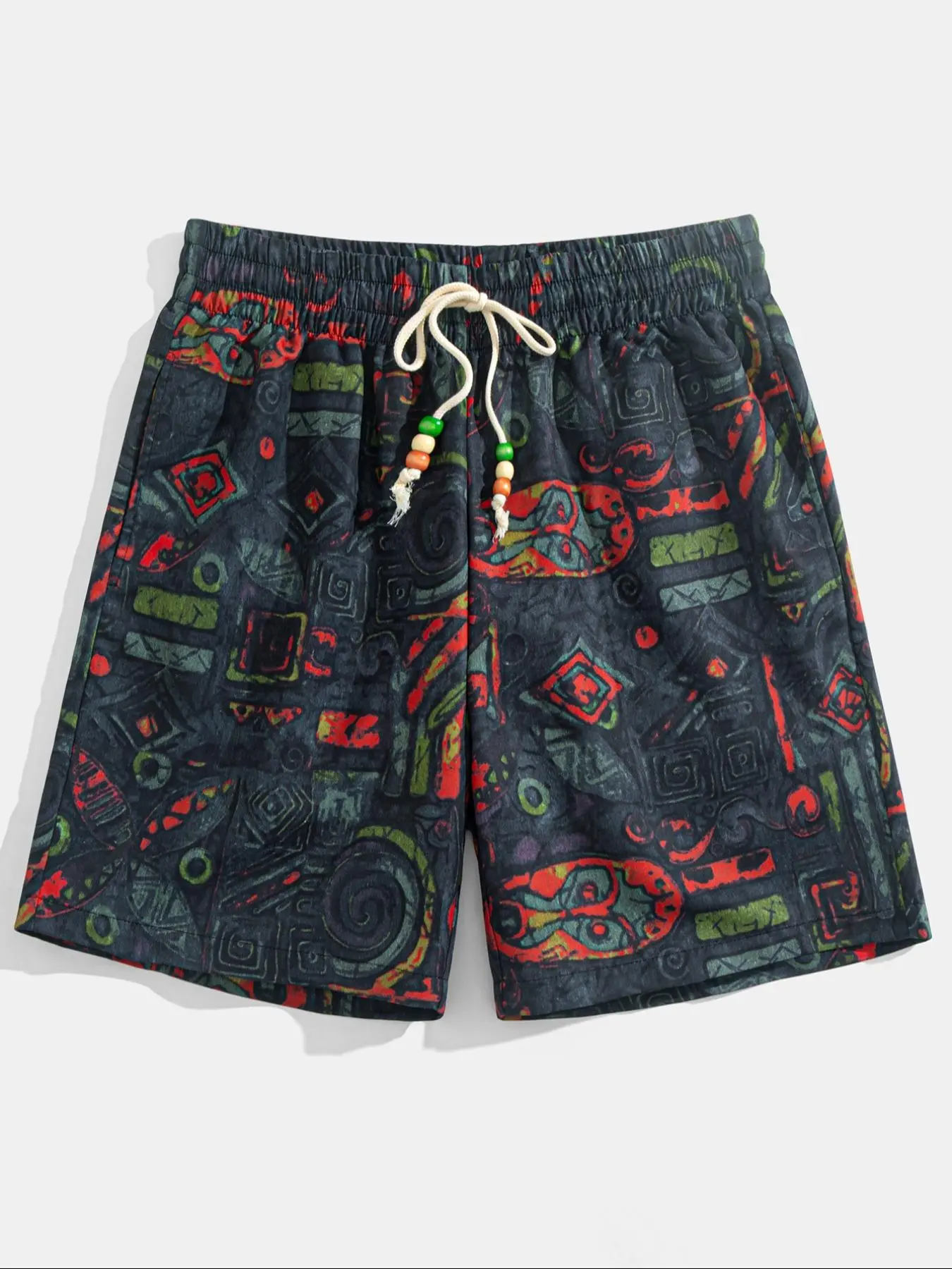 Men's All Over Print Drawstring Waist Shorts, Regular Fit Casual Comfy Beach Shorts for Summer, Men's Bottoms for Daily Wear, Graphic Shorts, Lightweight Printed Shorts, Drawstring Waistband Shorts, Beach Shorts Clothes