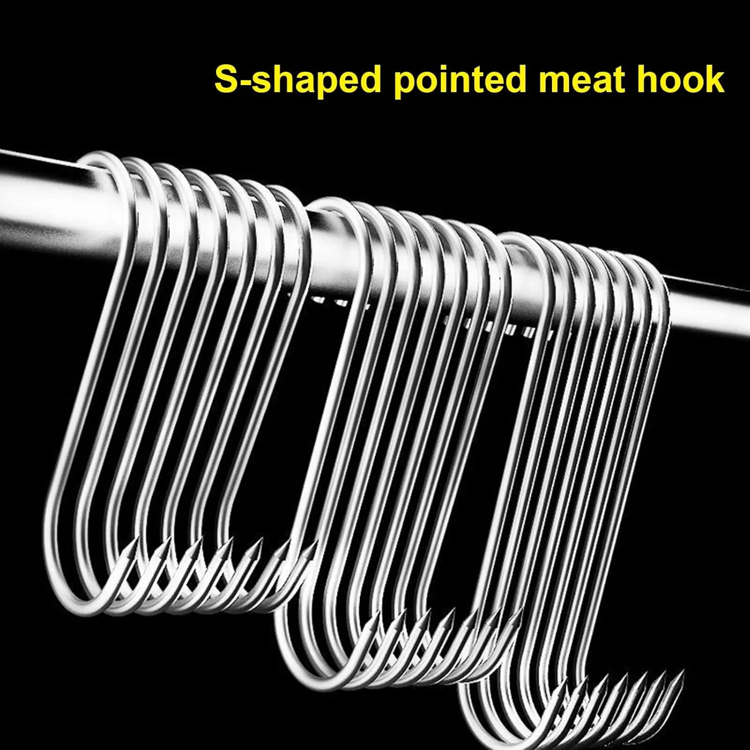 Meat Hooks,20PCS Premium Stainless Steel Butcher Hook Smoking Hooks, Meat Processing for Hanging, Butchering, Smoking, BBQ, Grilling, and Hanging Drying Tool (5.1IN 20PCS)