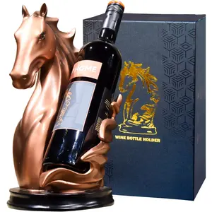 Wine Bottle Holder Wine Racks Tabletop Horse Statue as Home Kitchen Wine Cellar Decorative Storage Organizer, Horse Sculpture Horse Decor Horse Wine Lovers Gifts for Women (Bronze) YINGAVERSAI