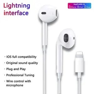 iPhone Lightning Wired Earphones with In-Line Control, Essential for Commute & Music Lovers, Bluetooth-compatible Enabled for Enhanced Use, In Ear Design, Wired Headset