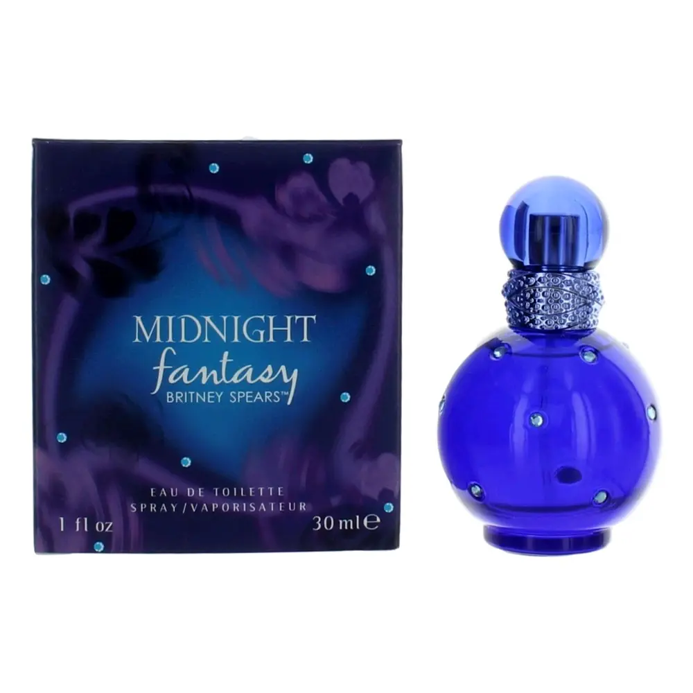 Fantasy Midnight by Britney Spears, 1 oz EDT Spray for Women, Spray Bottle, Vanilla Scents, Amber Vanilla, Women's Fragrance, Top Notes Of Black Cherry, Framboise, And Plum, 1 Fl Oz