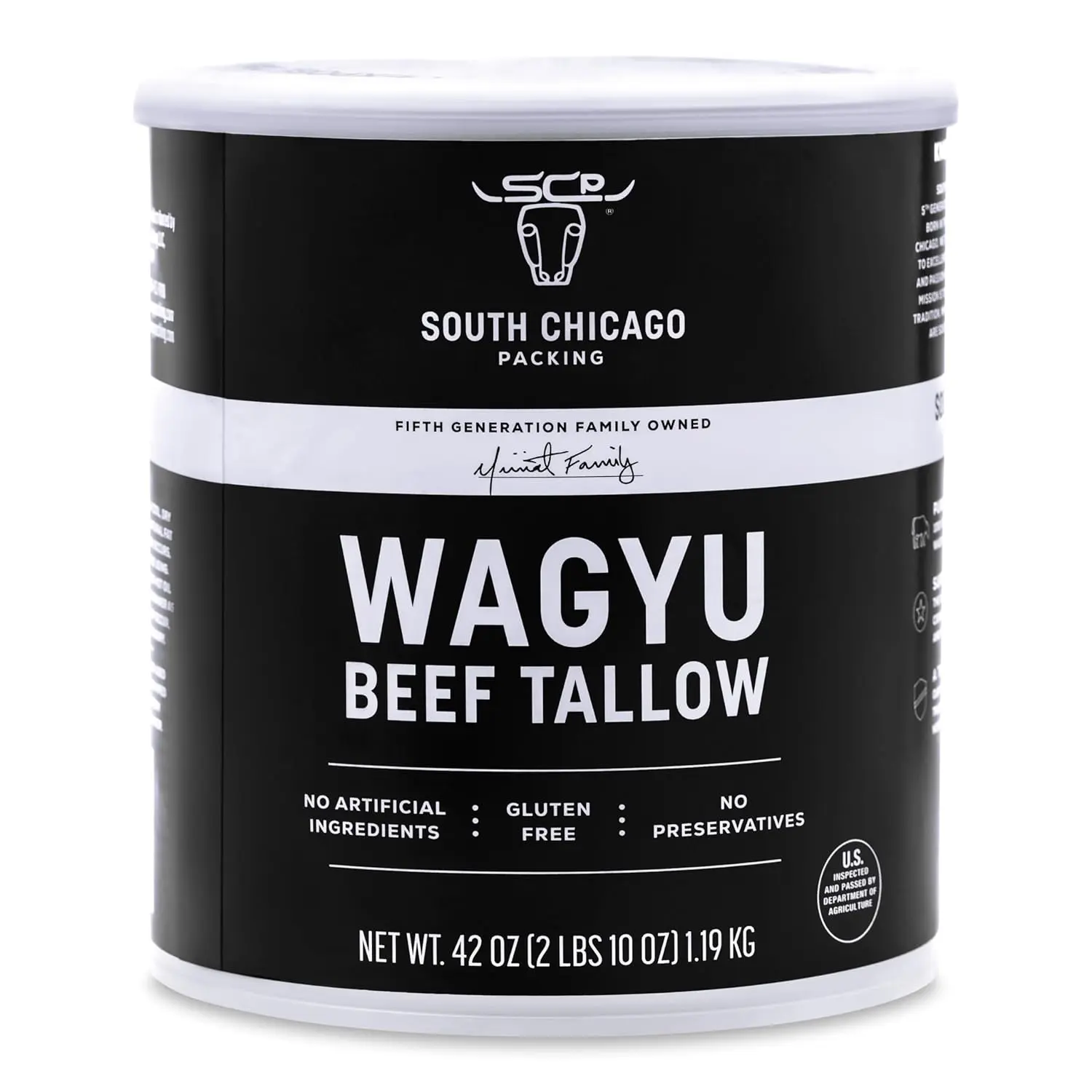 South Chicago Packing 42 oz Solid 100% Wagyu Beef Fat Tallow - Paleo-Friendly, Keto-Friendly, No Preservatives