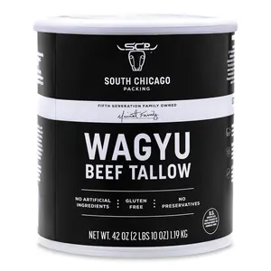 South Chicago Packing Wagyu Beef Tallow, 42 Ounces - Paleo & Keto-friendly, 100% Pure Wagyu canned bread Foods Savory