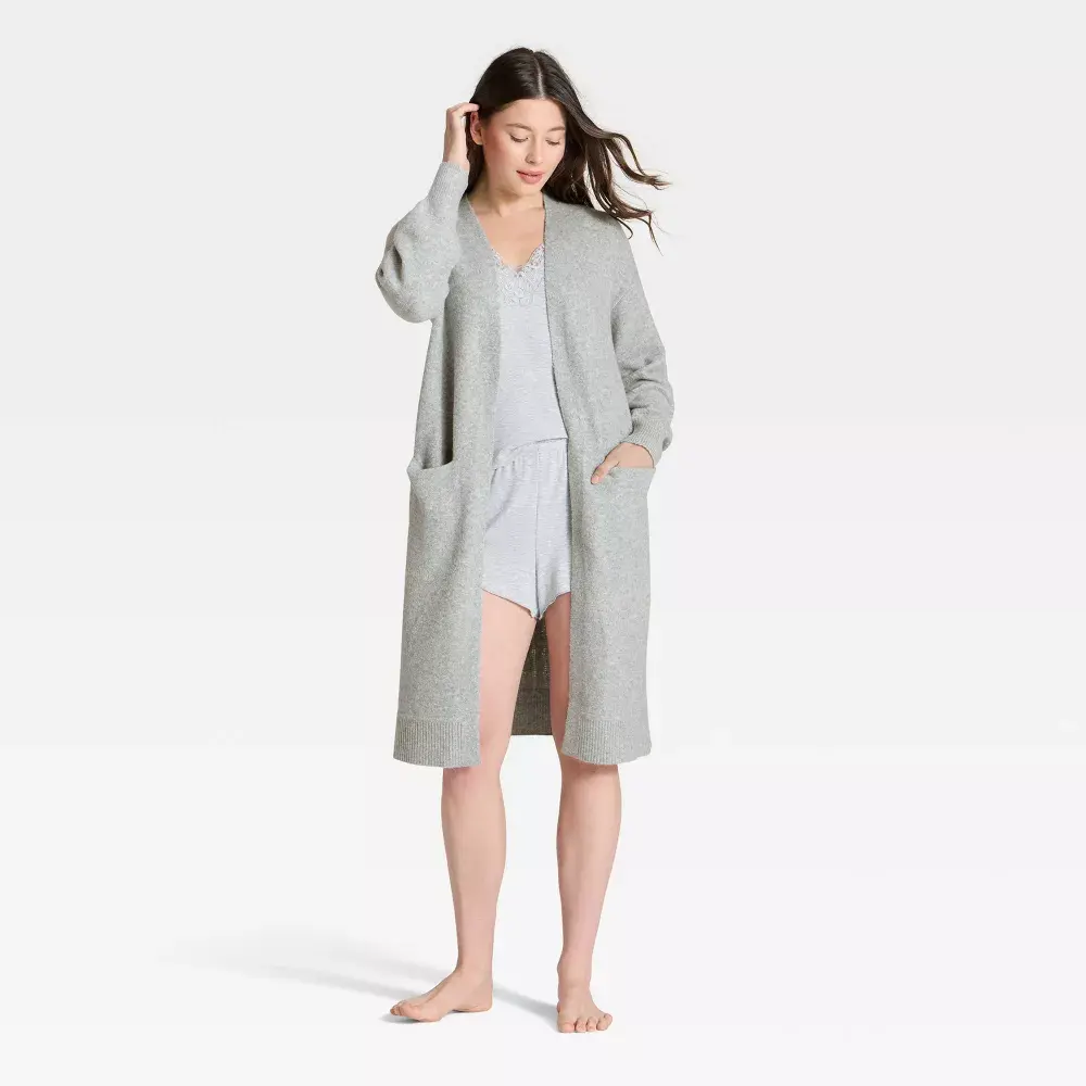 Women's Long Sleeve Jersey Sweater Robe - Auden, Polyester-Spandex Blend, Stylish Loungewear/Sleepwear Onesie, Style