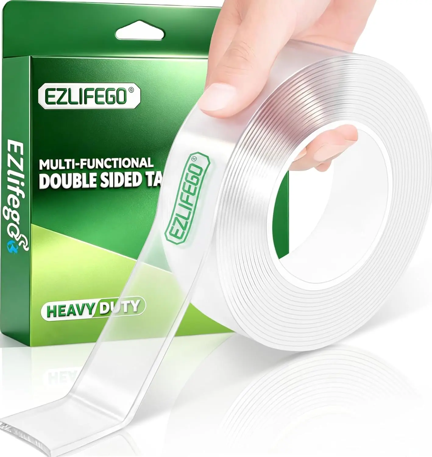 EZlifego Heavy-Duty Invisible Nano Double Sided Mounting Tape (9.85FT) - 72 lbs Hold Acrylic Gel Adhesive, Custom Cut for Outdoor Smooth Surfaces, Instant Hold for Sports Decor