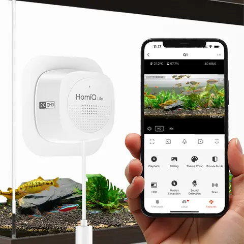HomiQ Life Surveillance Security Camera, 3MP 2K Aquarium/Terrarium Camera for Reptiles, Magnetic Hassle-Free Installation, Close-Focus Auto-Focus Lens, 2.4GHz & 5GHz WiFi, Full-Color Night Vision, 24/7 Recording, Bluetooth App Control, Easy Sharing,techvi