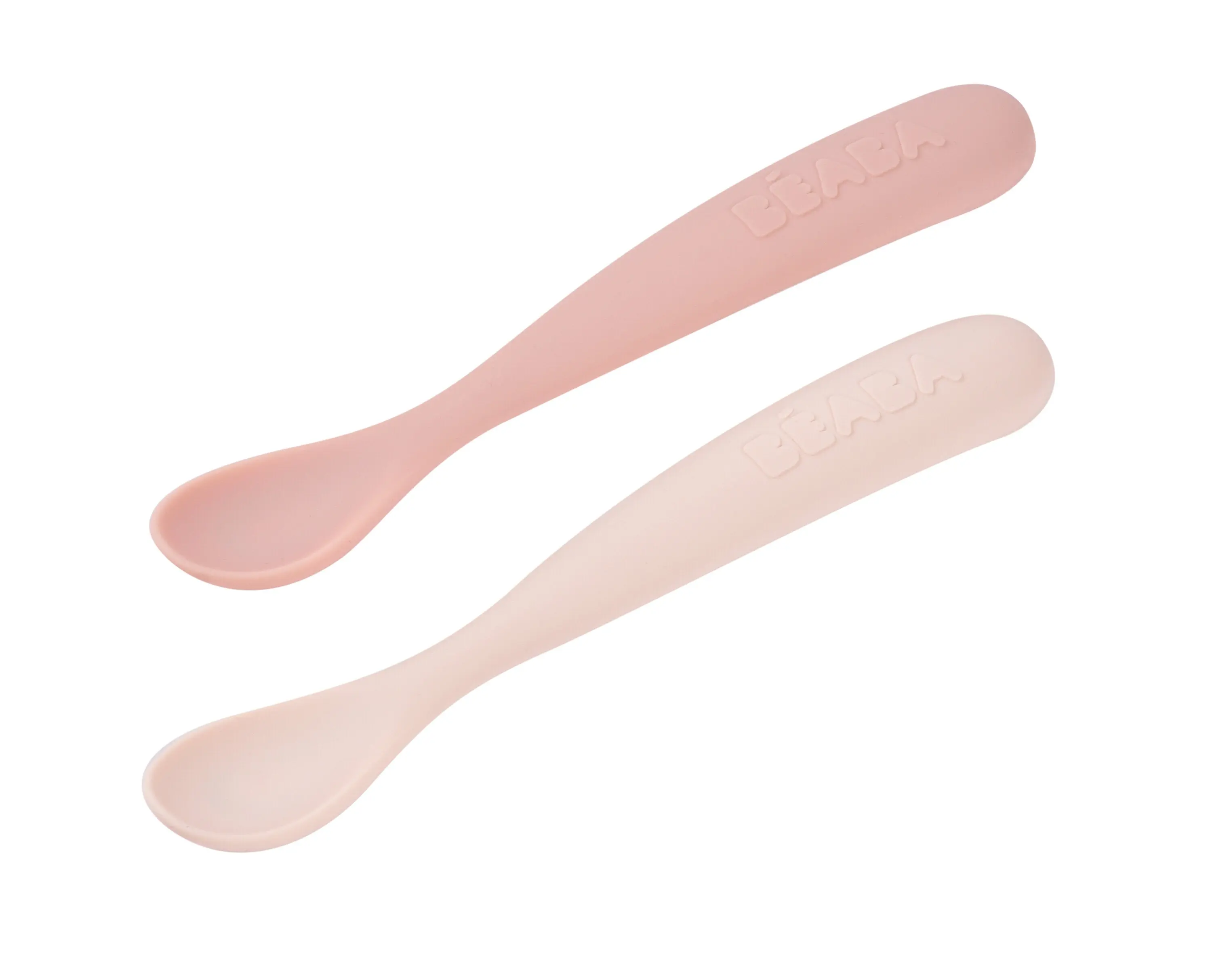 Set of 2 Easy-Grip 1st Stage Single Tone Silicone Spoons + Storage Case
