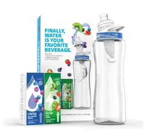 Plastic Starter Kit - 32oz with Navy Blue Lid, 2 Flavor Cartridges (Blueberry Grape & Kiwi Berry) - Ideal for Crafting - Bottles