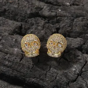 GAB ZC skull shape Stud earrings For Man, Halloween Gifts