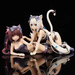 Nekopara Chocola Lying Pose & Vanilla Kneeling LED Blanket Set Cute Catgirl Duo GK Figures w/ Box PVC Material 25cm Height CatgirlFigure q version